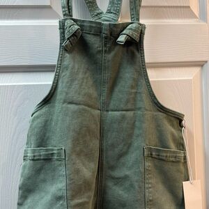 Zenana Outfitters Olive Green Denim Shortalls